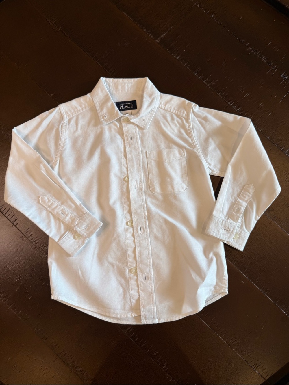 The Children’s Place Boys White Oxford Button Down Shirt Size 4T Long Sleeve